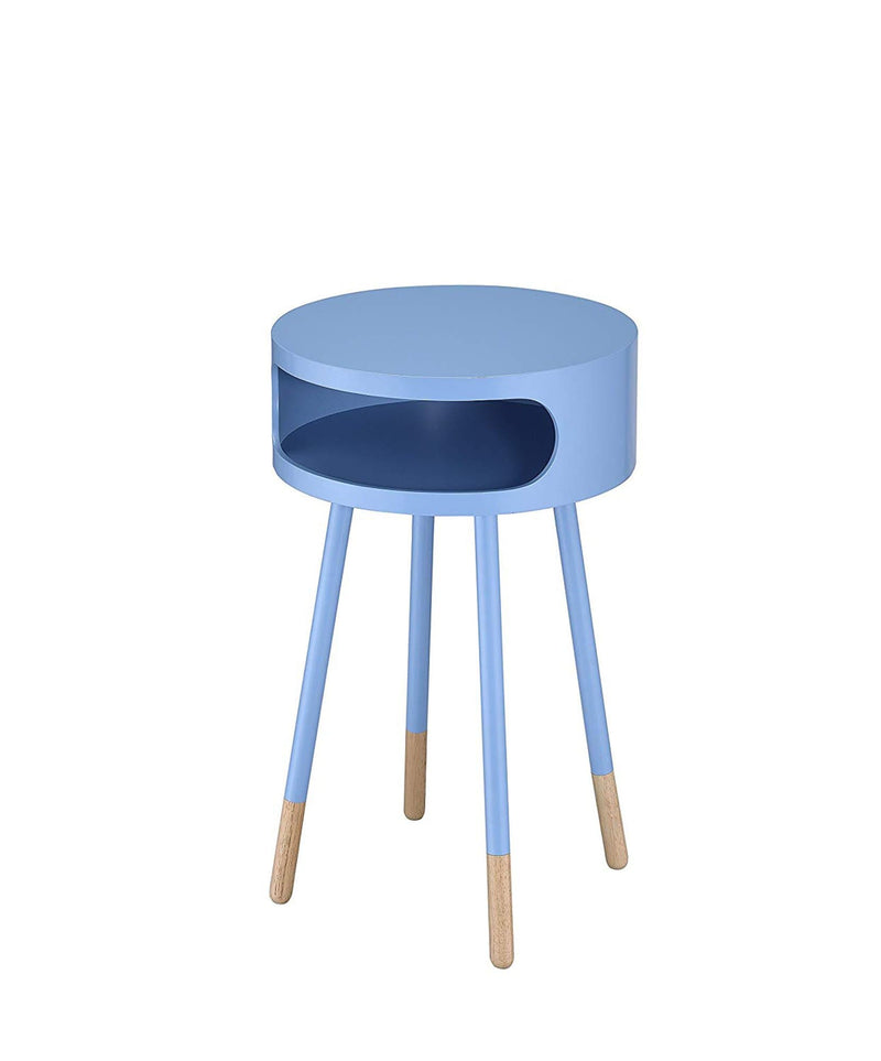 Side Tables and End Tables Sonria Round End Table, Light Blue & Natural Benzara