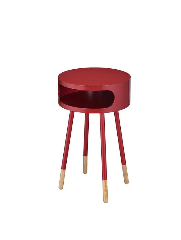 Side Tables and End Tables Sonria Round End Table, Red & Natural Benzara