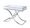 Side Tables and End Tables Sophisticated Sofa Table, Mirrored Top & Chrome (Silver) Benzara