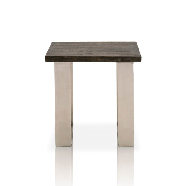 Side Tables and End Tables Square Shaped Oak Wood End Table Charcoal Oak Brown Benzara