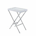 Side Tables and End Tables Stylish Tray Table, White & Chrome Benzara