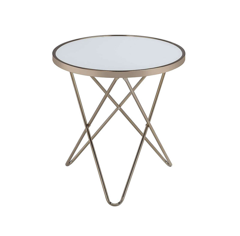 Valora End Table, Frosted Glass & Champagne