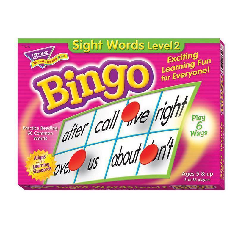 SIGHT WORDS LEVEL 2 BINGO GAME-Learning Materials-JadeMoghul Inc.