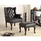 Significantly Grand Accent Chair W/Ottoman, Black-Living Room Furniture Sets-Black-VINYL-JadeMoghul Inc.