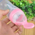 Silicone Baby Feeding Bottle With Spoon Food Supplement Rice Cereal Bottle Baby Squeeze Spoon Silica Gel Spoon BB0065-PINK-JadeMoghul Inc.
