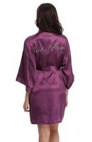 Silk Bridesmaid Robe - Women Short Satin Robes - Sleepwear AExp