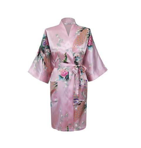 Silk Satin Wedding Bride Bridesmaid Robe Floral Bathrobe Short Kimono Robe Night Robe Bath Robe Fashion Dressing Gown For Women-As the photo show 13-S-JadeMoghul Inc.