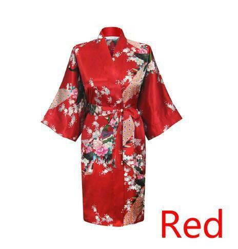 Silk Satin Wedding Bride Bridesmaid Robe Floral Bathrobe Short Kimono Robe Night Robe Bath Robe Fashion Dressing Gown For Women-As the photo show 5-S-JadeMoghul Inc.