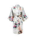 Silk Satin Wedding Bride Bridesmaid Robe Floral Bathrobe Short Kimono Robe Night Robe Bath Robe Fashion Dressing Gown For Women-As the photo show 7-S-JadeMoghul Inc.