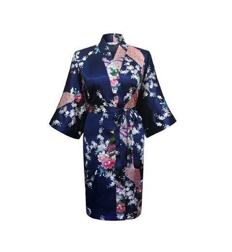 Silk Satin Wedding Bride Bridesmaid Robe Floral Bathrobe Short Kimono Robe Night Robe Bath Robe Fashion Dressing Gown For Women-As the photo show-S-JadeMoghul Inc.