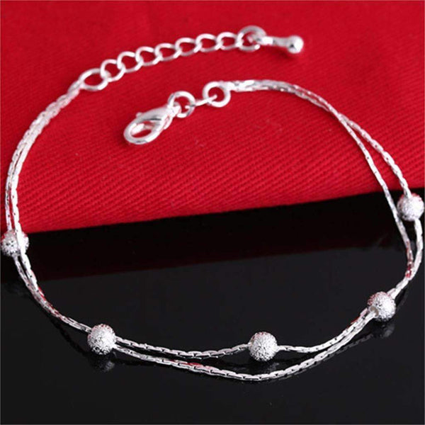 Silver Bead Bracelet--JadeMoghul Inc.