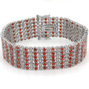 Bangle Bracelet LO1282 Rhodium Brass Bracelet with AAA Grade CZ in Orange