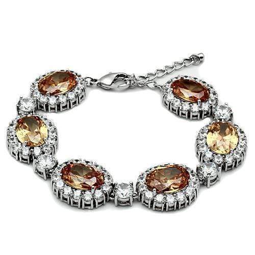 Bangle Bracelet LO2360 Rhodium Brass Bracelet with AAA Grade CZ