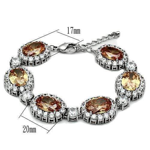 Bangle Bracelet LO2360 Rhodium Brass Bracelet with AAA Grade CZ