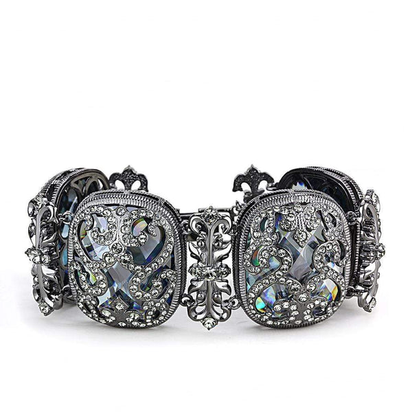 Bracelets For Women LO4225 TIN Cobalt Black Brass Bracelet with CZ