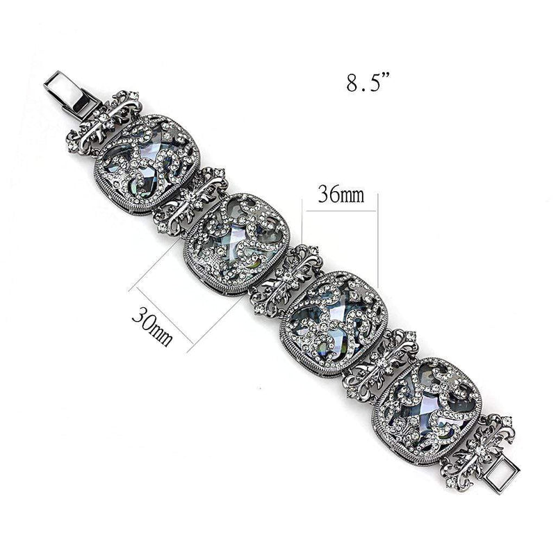 Bracelets For Women LO4225 TIN Cobalt Black Brass Bracelet with CZ