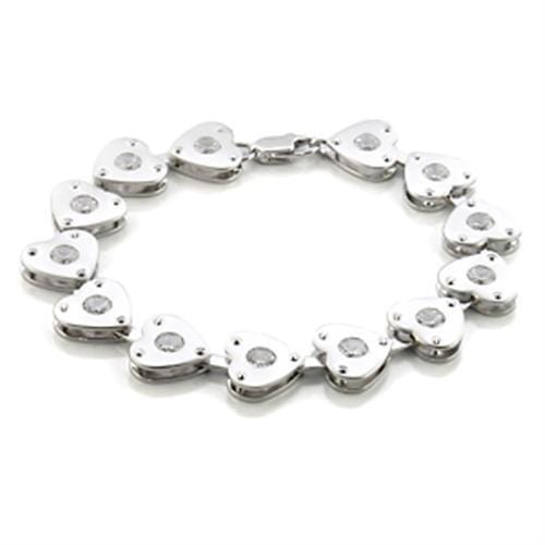 Bracelets For Women LO586 Matte Rhodium & Rhodium Brass Bracelet with CZ