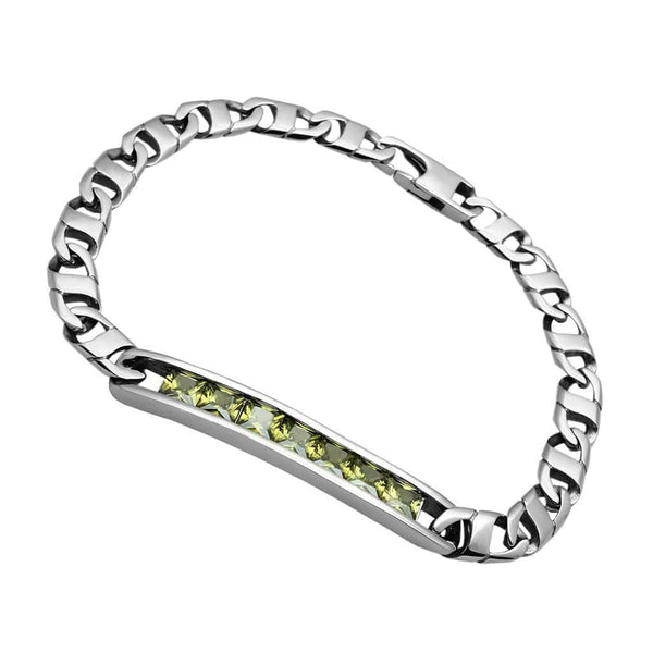 Charm Bracelets TK570 Stainless Steel Bracelet with CZ in Olivine color