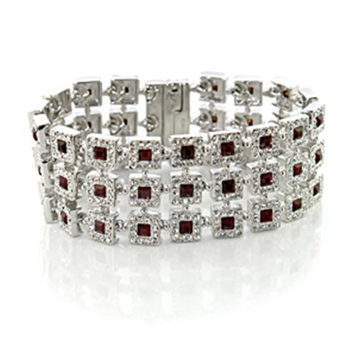 Crystal Bracelets LO444 Rhodium Brass Bracelet with Crystal in Siam