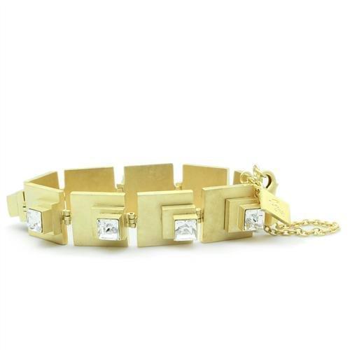 Gold Bracelet For Women LO2037 Matte Gold Brass Bracelet with Crystal