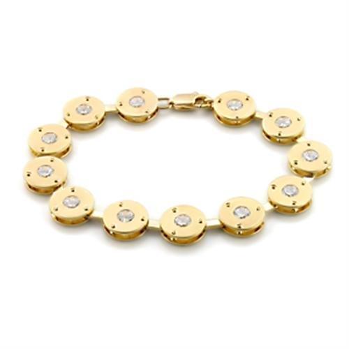 Gold Bracelet LO591 Matte Gold & Gold Brass Bracelet with AAA Grade CZ
