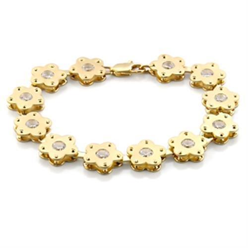Gold Bracelet LO596 Matte Gold & Gold Brass Bracelet with AAA Grade CZ