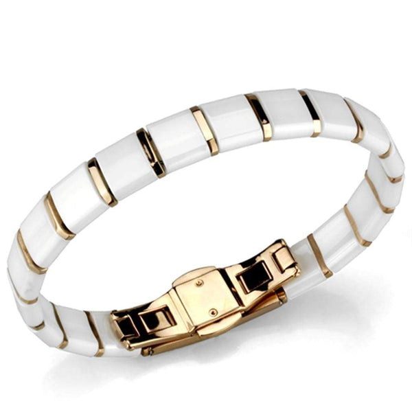 Gold Charm Bracelet 3W987 Rose Gold - Stainless Steel Bracelet with Ceramic