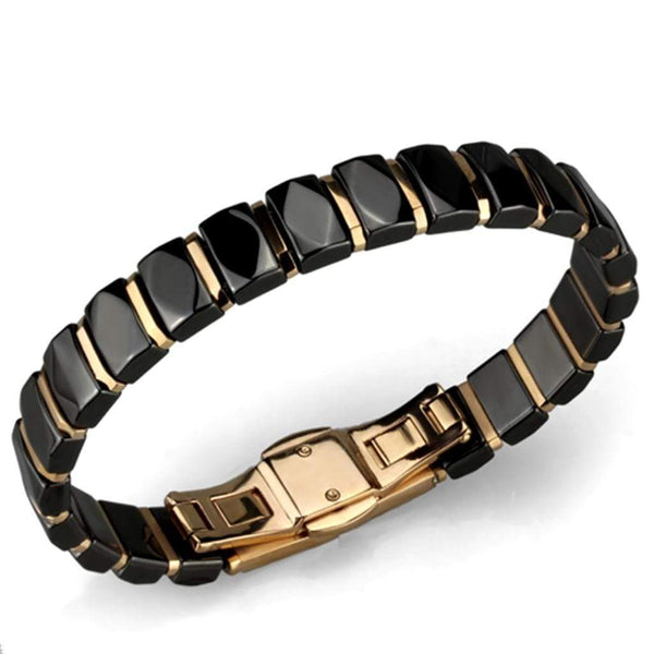 Gold Charm Bracelet 3W992 Rose Gold - Stainless Steel Bracelet with Ceramic