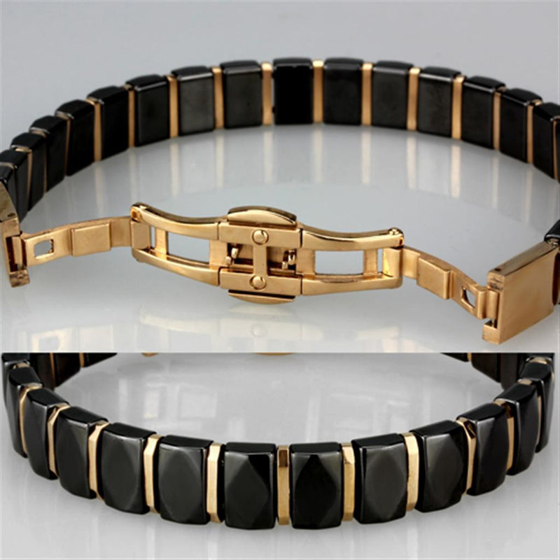 Gold Charm Bracelet 3W992 Rose Gold - Stainless Steel Bracelet with Ceramic