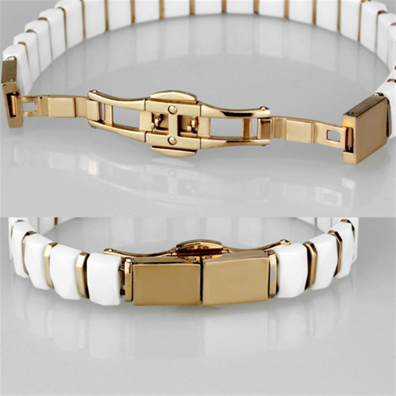 Gold Charm Bracelet 3W993 Rose Gold - Stainless Steel Bracelet with Ceramic
