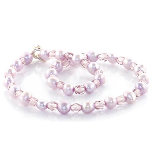 Silver Bracelets Pandora Bracelet LO767 Stone Anklet with Synthetic in Light Amethyst Alamode Fashion Jewelry Outlet