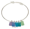 Silver Bracelets Silver Plated Beach Palette Blue Green Sea Glass Bangle Bracelet JadeMoghul