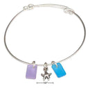 Silver Bracelets Silver Plated Blue Shades Of Sea Glass Starfish Bangle Bracelet AExp