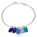 Silver Bracelets Silver Plated Shades Blue Purple Rectangle Sea Glass Bangle Bracelet JadeMoghul