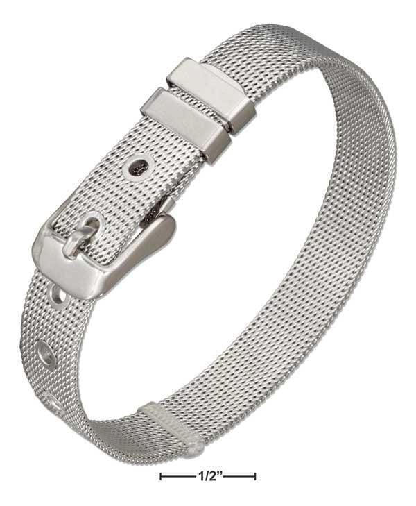 Silver Bracelets Stainless Steel 8" Mesh Bracelet With Buckle JadeMoghul Inc.