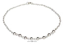 Silver Bracelets Sterling Silver 10" Eight Centered Polished Bead Anklet On Cable Chain JadeMoghul Inc.