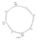 Silver Bracelets STERLING SILVER 10" ITALIAN DANGLING CIRCLES ANKLET JadeMoghul