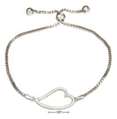 Silver Bracelets Sterling Silver 6"-9" Adjustable Micro Pave Cubic Zirconia Curved Open Heart Bolo Bracelet JadeMoghul Inc.