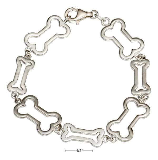 Silver Bracelets Sterling Silver 7.5" Dog Bone Outline Link Bracelet JadeMoghul