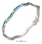 Silver Bracelets Sterling Silver 7.5" Wavy Link Synthetic Blue Opal Bracelet JadeMoghul