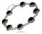 Silver Bracelets Sterling Silver 7-8" Continuous Adjustable Link Simulated Onyx Concho Bracelet JadeMoghul Inc.