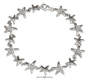 Silver Bracelets STERLING SILVER 7" ALTERNATING SILVER AND CUBIC ZIRCONIA STARFISH LINK BRACELET JadeMoghul