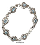 Silver Bracelets Sterling Silver 7" Continuous Scrolled Link Oval Blue Topaz Bracelet JadeMoghul Inc.