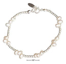 Silver Bracelets Sterling Silver 7" Freshwater Pearl Cluster On 2MM Bead Chain Bracelet JadeMoghul Inc.