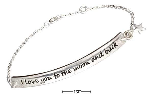 Silver Bracelets Sterling Silver 7" "I Love You To The Moon And Back" Id Style Bracelet JadeMoghul Inc.