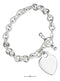 Silver Bracelets Sterling Silver 7" Italian Toggle Bracelet With Heart Charm JadeMoghul Inc.