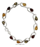 Silver Bracelets Sterling Silver 7" Loop And Multicolor Amber Link Bracelet JadeMoghul Inc.