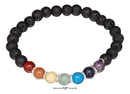 Silver Bracelets Sterling Silver 7" Rainbow Stones Chakra Lava Beads Bracelet JadeMoghul