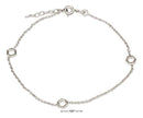 Silver Bracelets Sterling Silver 9"-10" Adjustable Anklet With Open Hexagons JadeMoghul