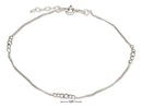 Silver Bracelets Sterling Silver 9"-10" Adjustable Anklet With Plain And Diamond Cut Beads JadeMoghul